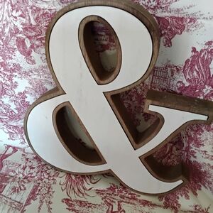 Wooden Ampersand Wall Accent in White and Natural